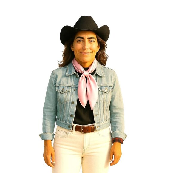 Pastel Pink Wild Rag Large Scarf 23x23" Western Accessory Cowgirl or Cowboy - Picture 4 of 6